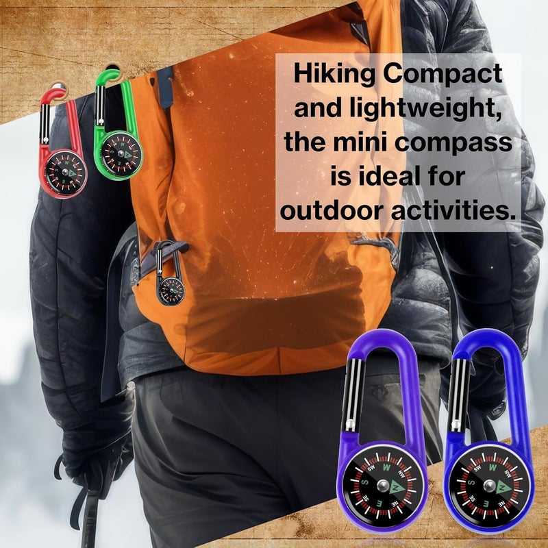 Taikula 12 Pcs Mini Compass Keychain for Kids Bulk, Small Pocket Magnetic Compass Survival Hiking for Outdoor Survival Camping Party Backpacking Accessory - Image 4